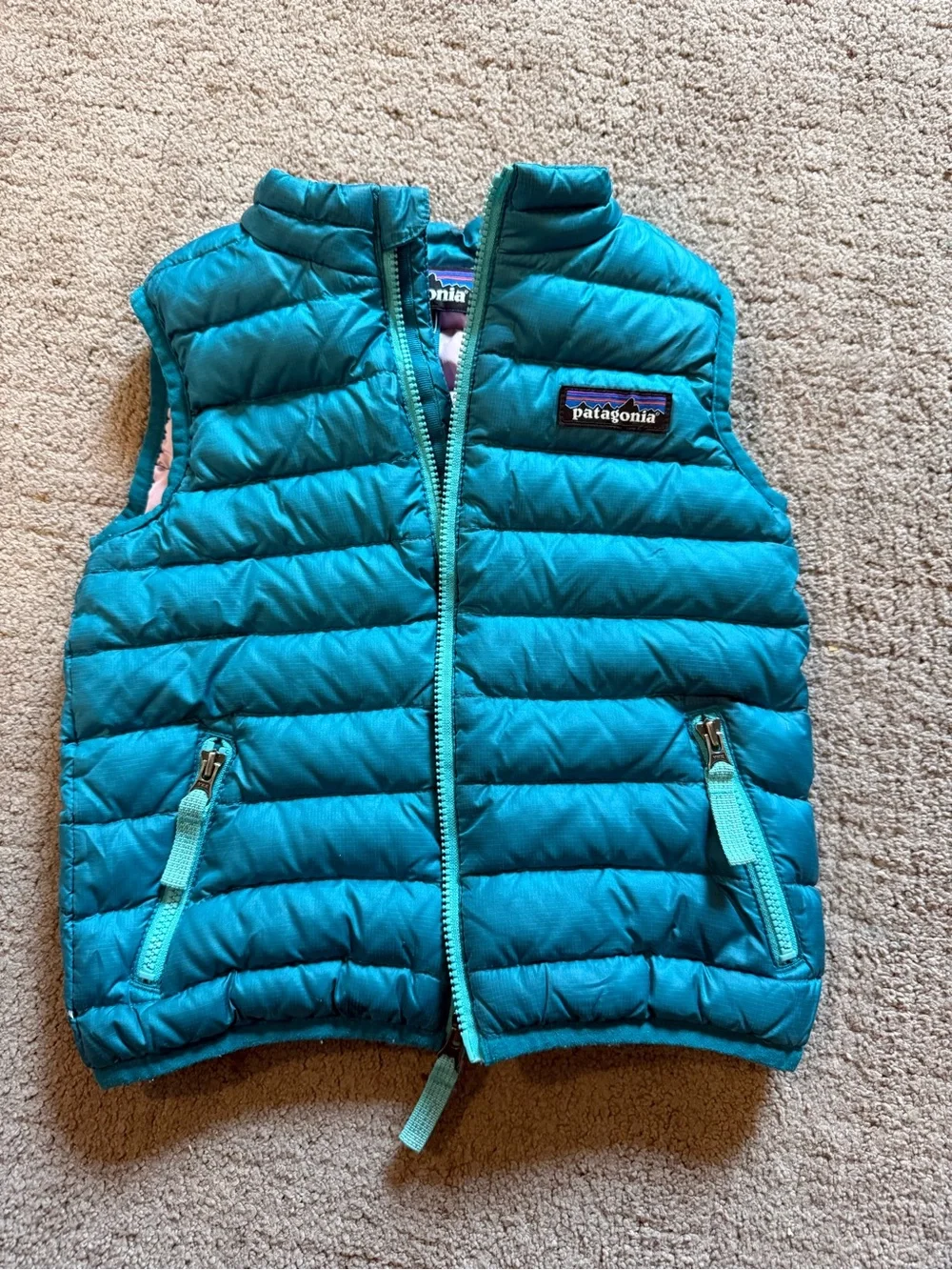 Patagonia Teal Baby Down Puffer sweater Vest toddler